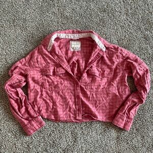 American eagle flannel crop top